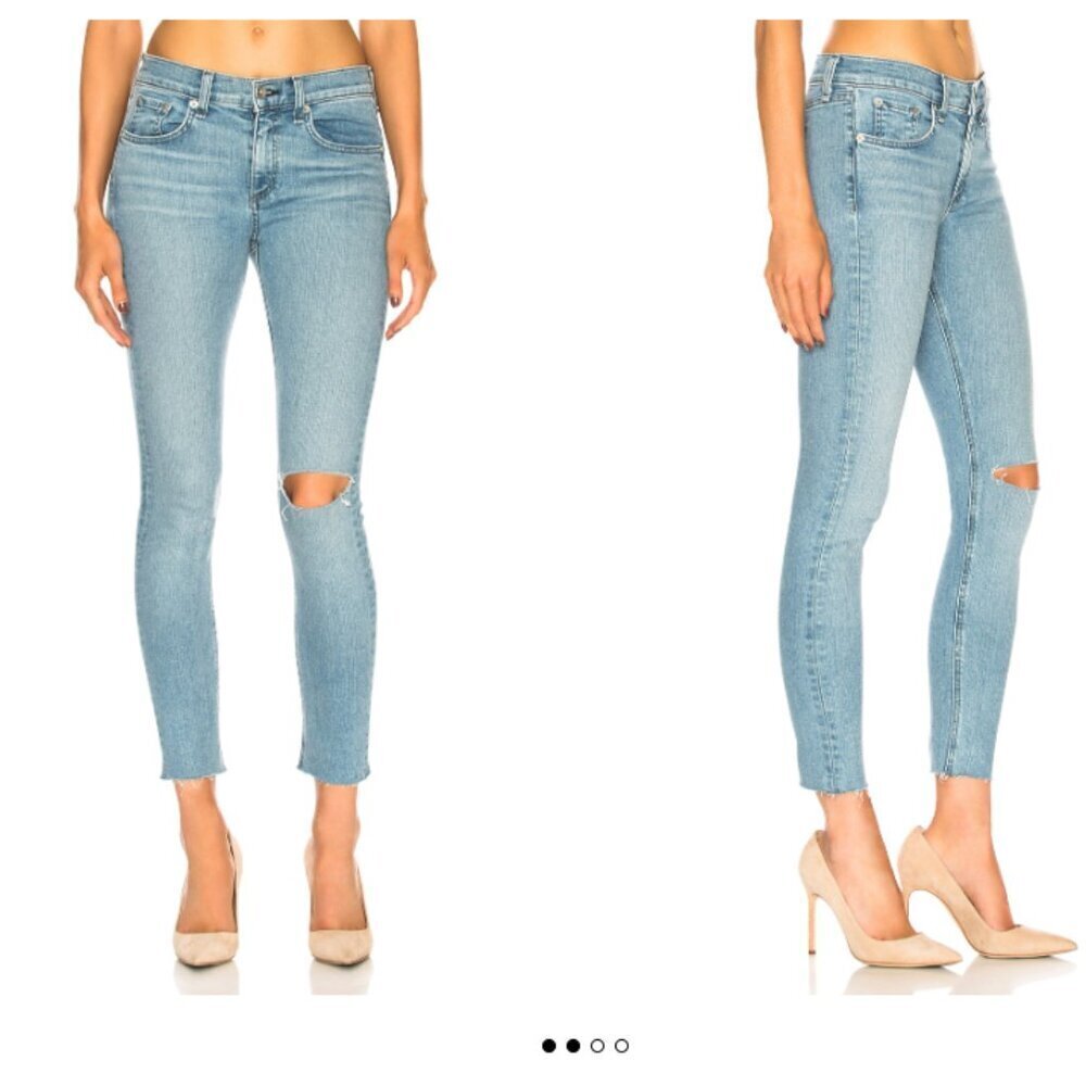 Rag & Bone Ankle Skinny Jeans Raw Hem Size 25